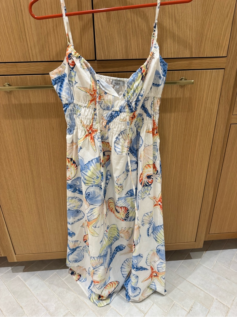 Rails Cream Maxi Dress with Blue & Orange Seashell Print